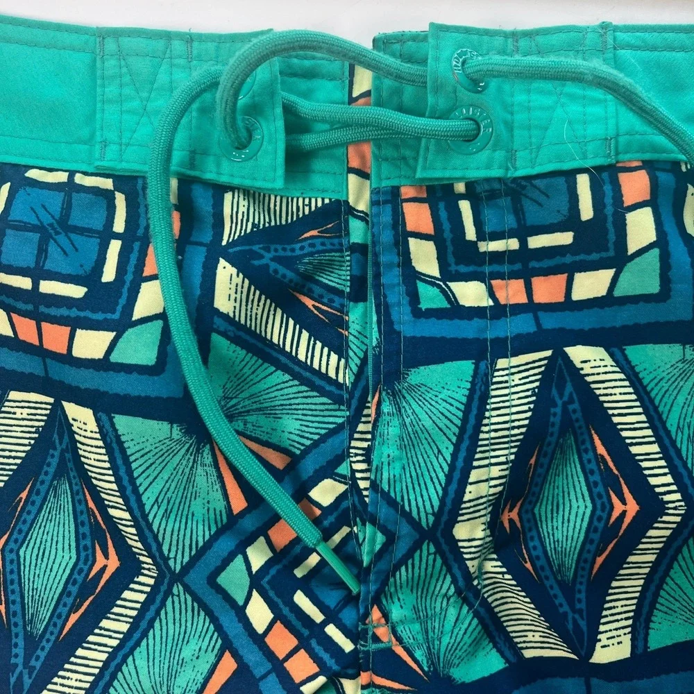 Hollister Mens Swim Shorts Sz 32 Multicolor Geometric Print Boardshorts W34 L8.5